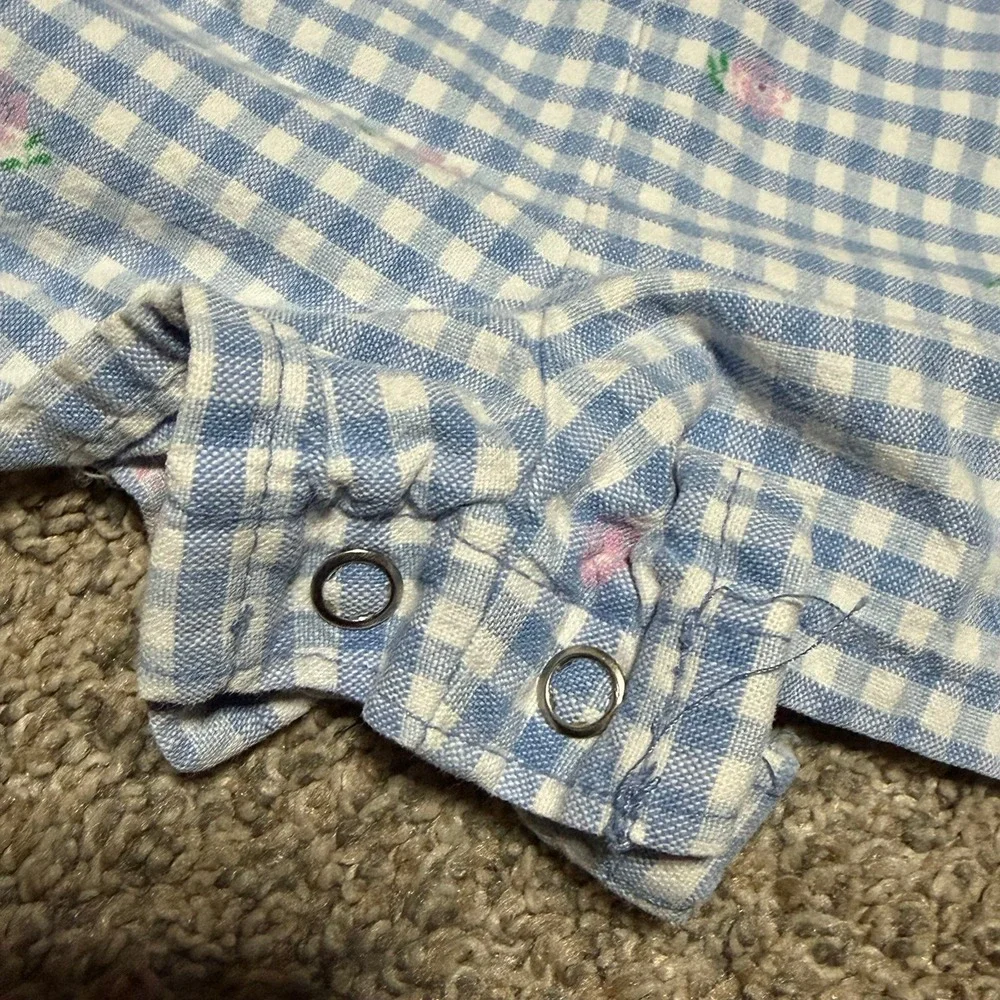Vintage OshKosh B'Gosh Floral Gingham Shortalls Romper USA Size 3T Girls